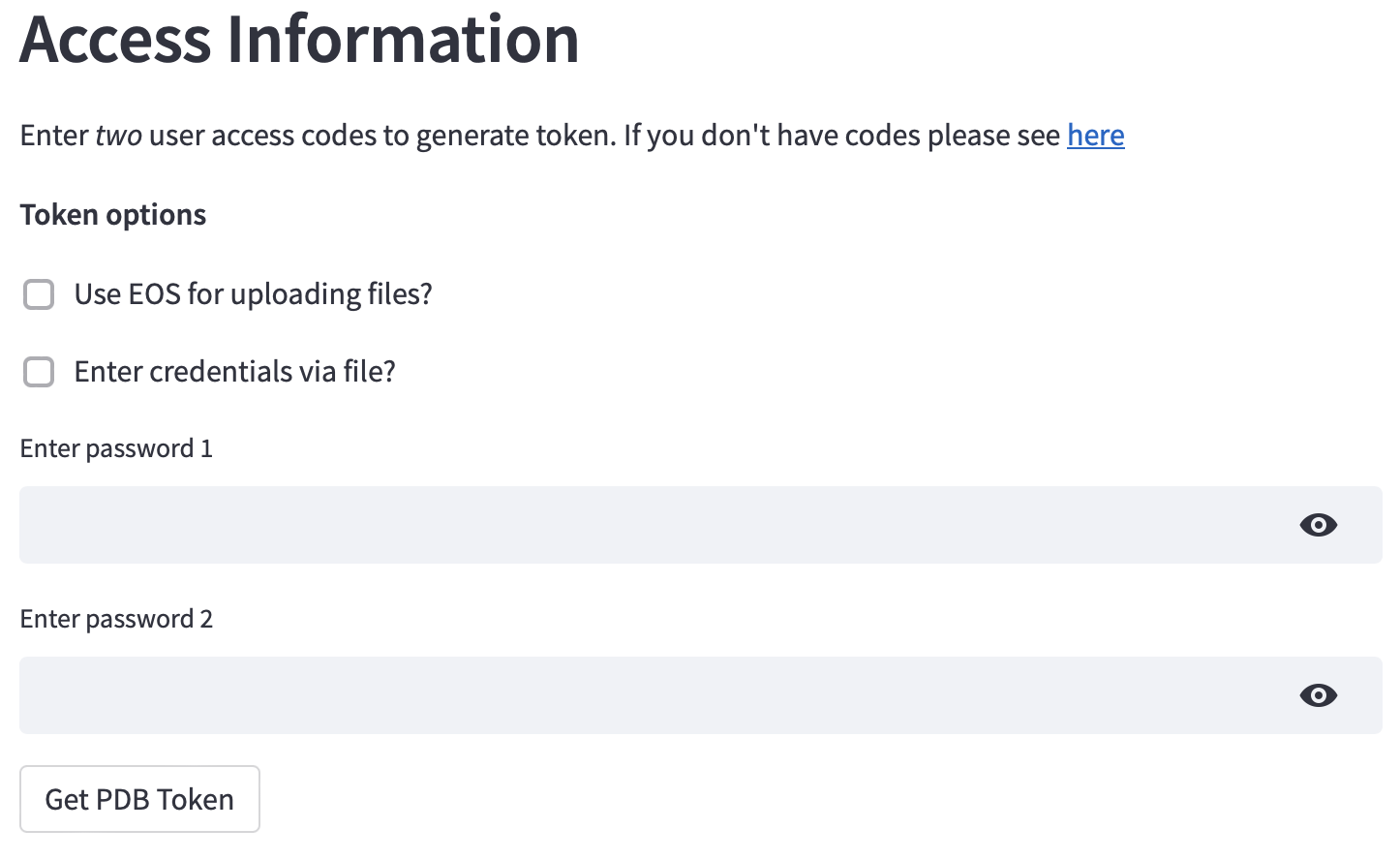 Authentication with user passwords input directly (default).