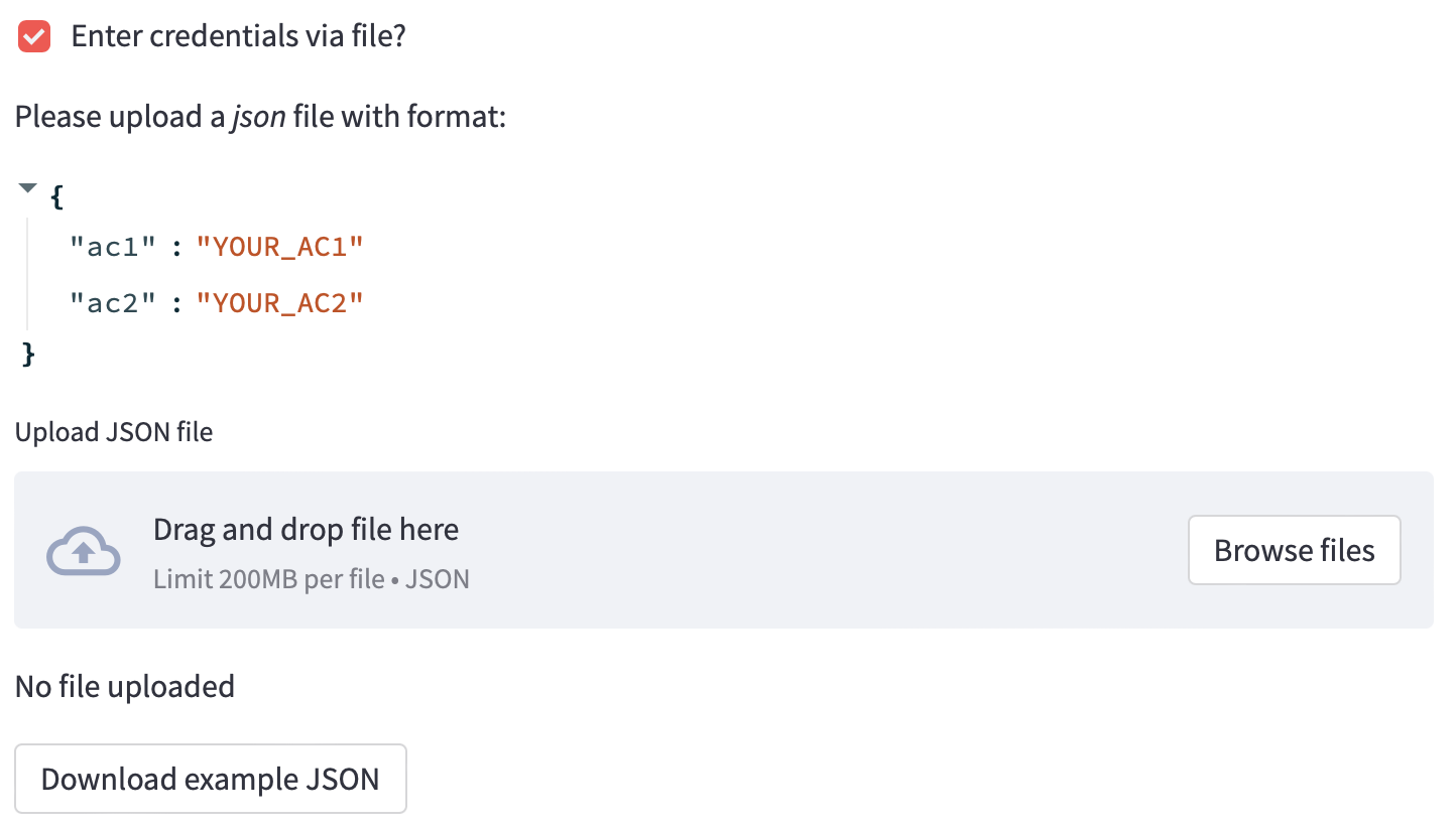 Authentication with json file.