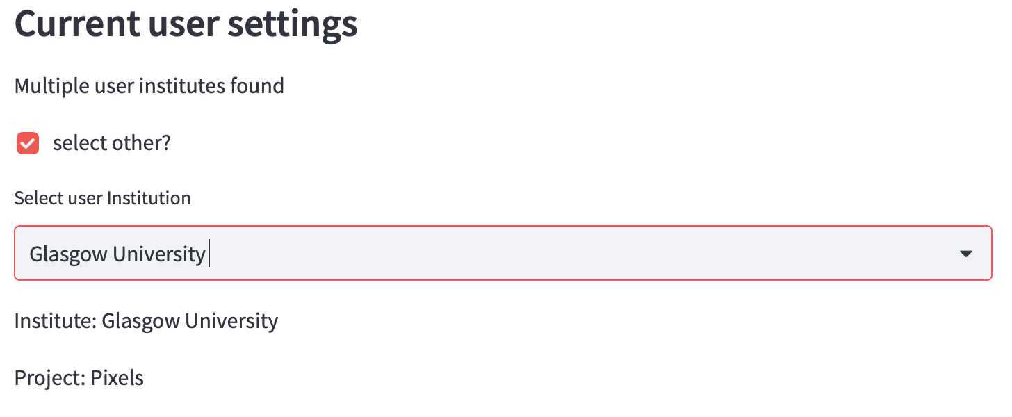 Select alternative institution.