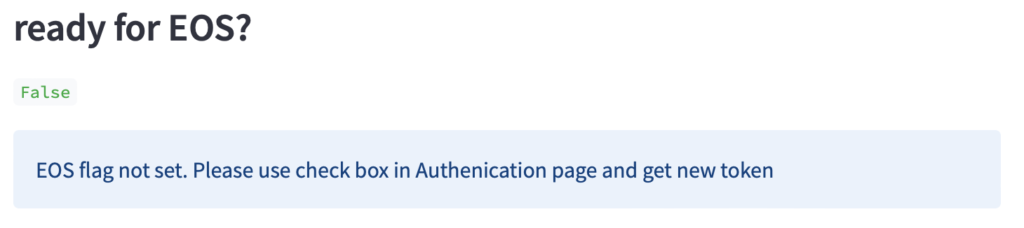 Example EOS flag missing from token