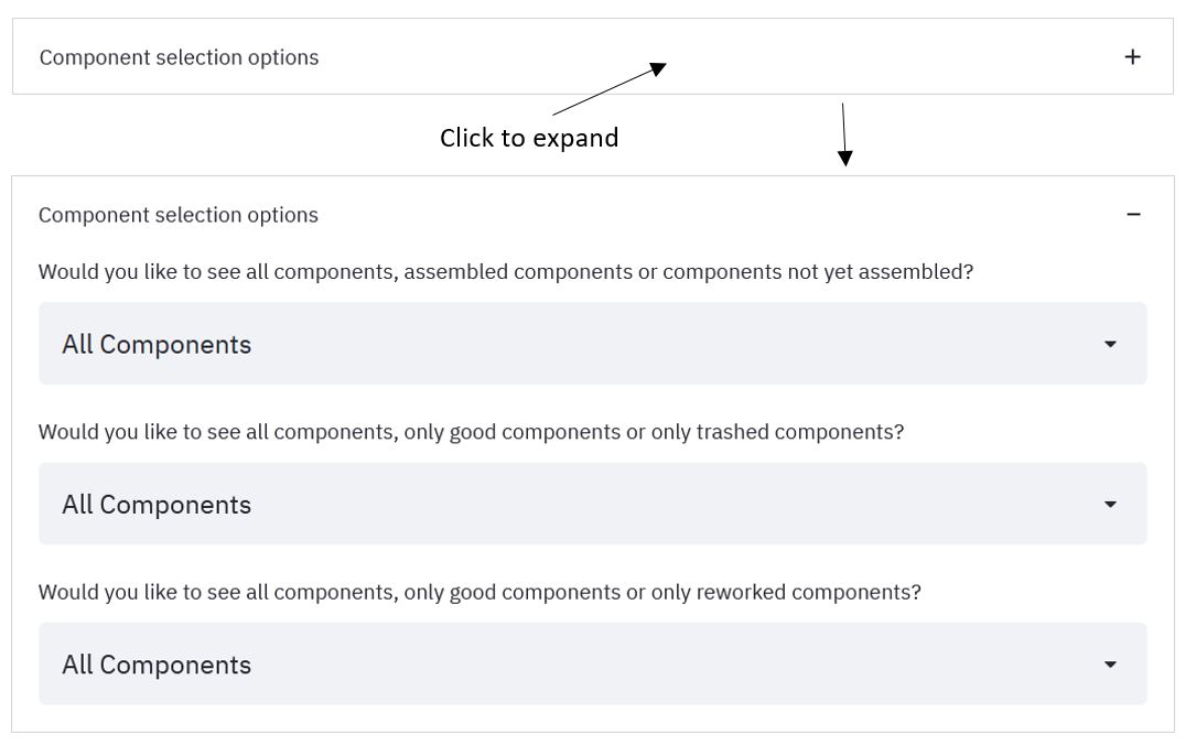 Using the component selection options dropdown box.